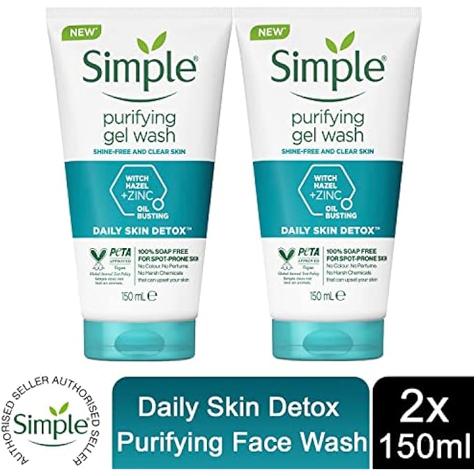 simple DAILY SKIN DETOX PURIFYING FACIAL WASH, 150ML 2 PACK - Image 2